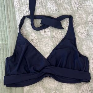 Athleta Navy Wrap Bikini Top
